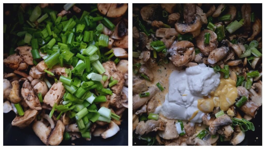 chicken and mushroom pie add cream and mustard