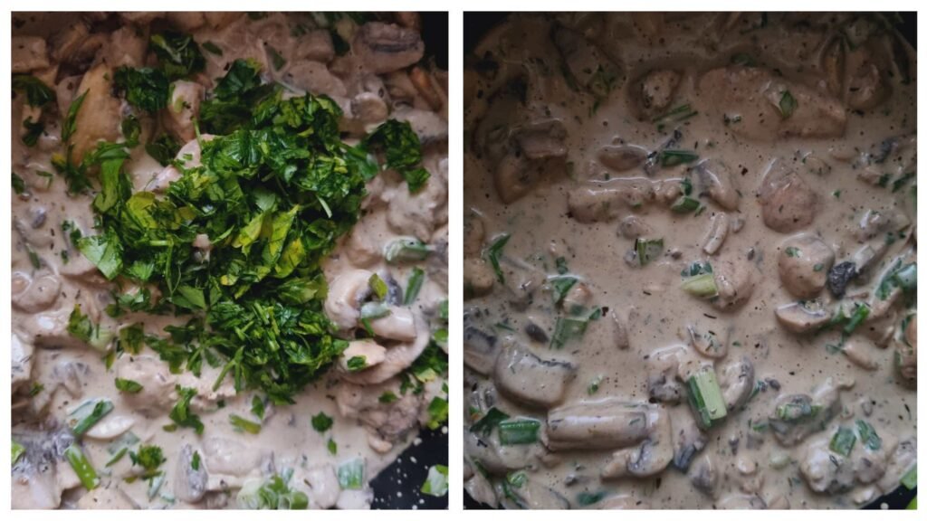 chicken and mushroom pie - add parsley