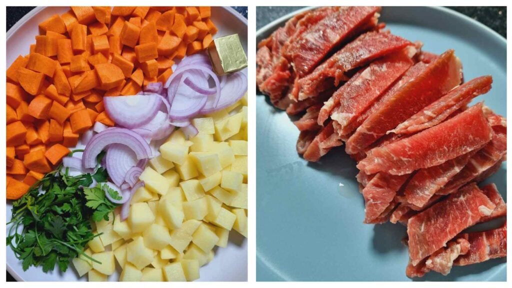 prepare the ingredients for the cabbage stew