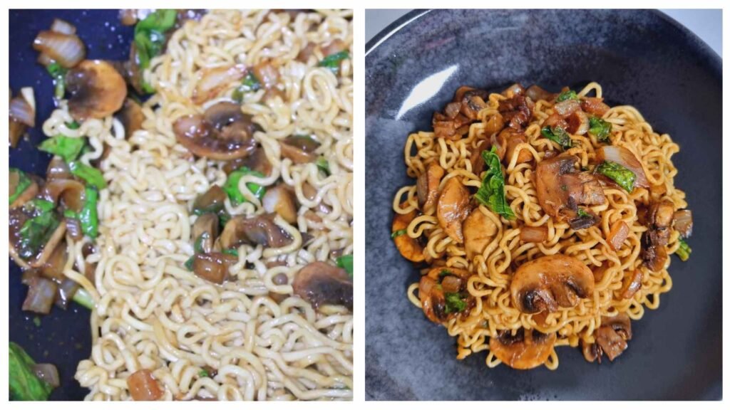 spinach and mushroom noodles 3