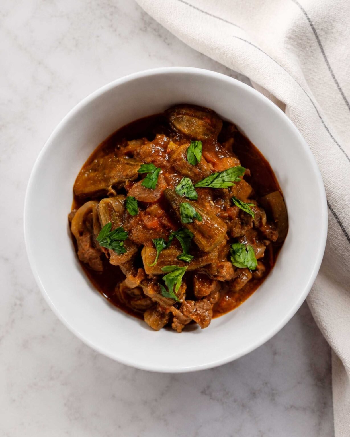 okra stew, bamya kudra
